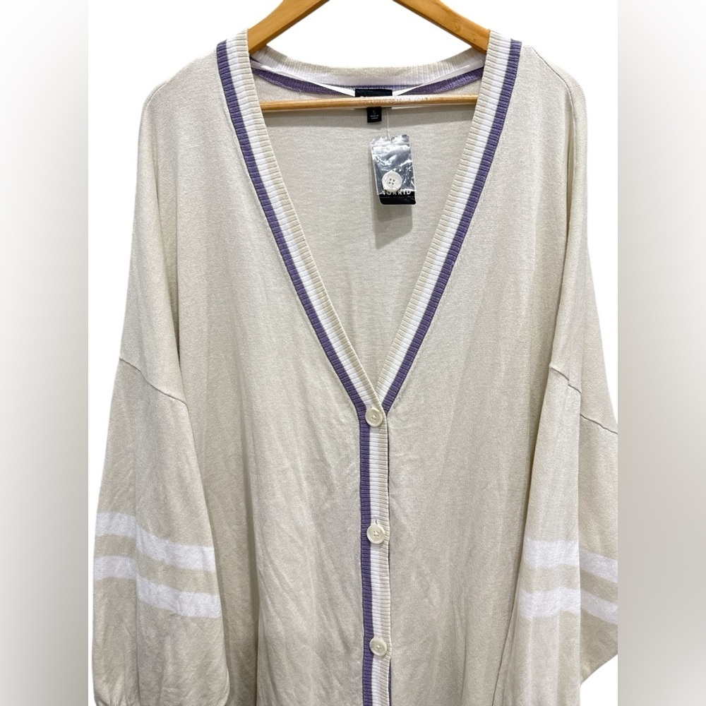 NWT Torrid Drop Shoulder Cardigan Silver Birch V-Neck Sweater Button Front Sz 5X - Picture 7 of 12